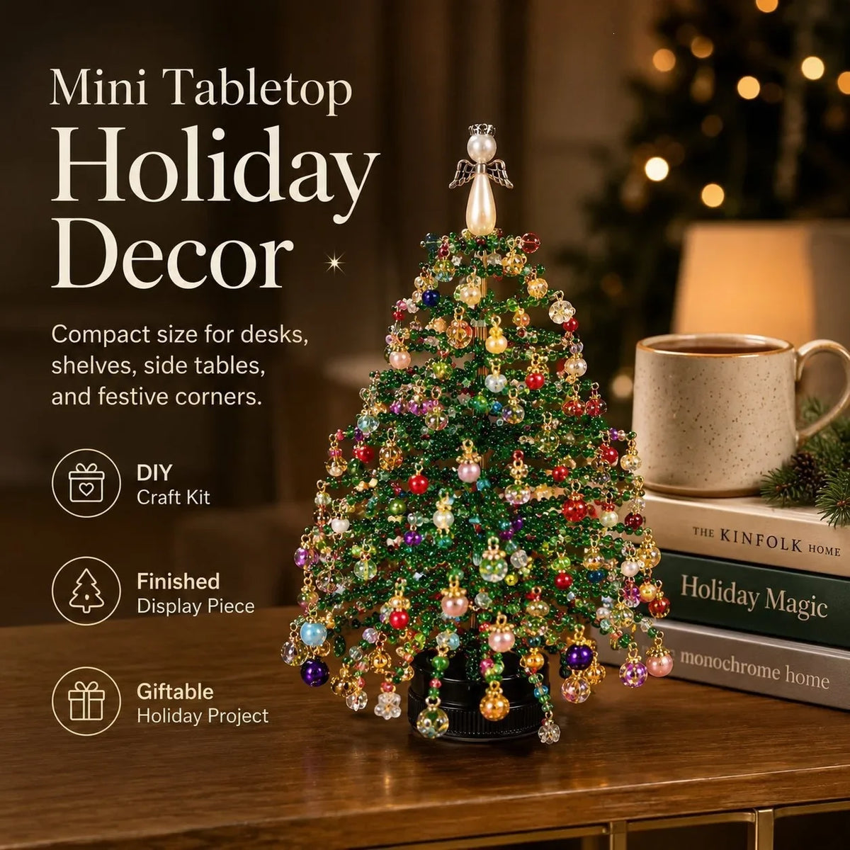DIY Beaded Holiday Tree Kit with LED Lights
