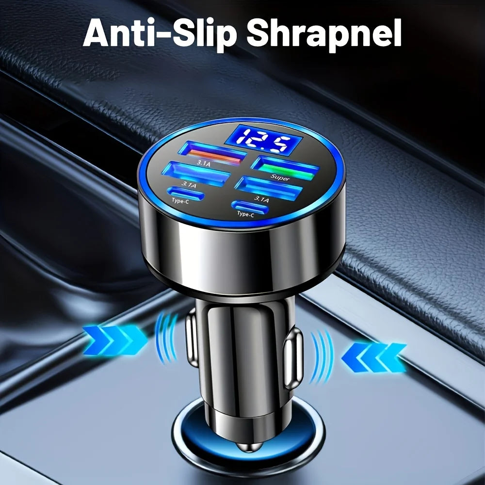 Product image: 6-in-1 Fast Charging Car Adapter with Digital Display