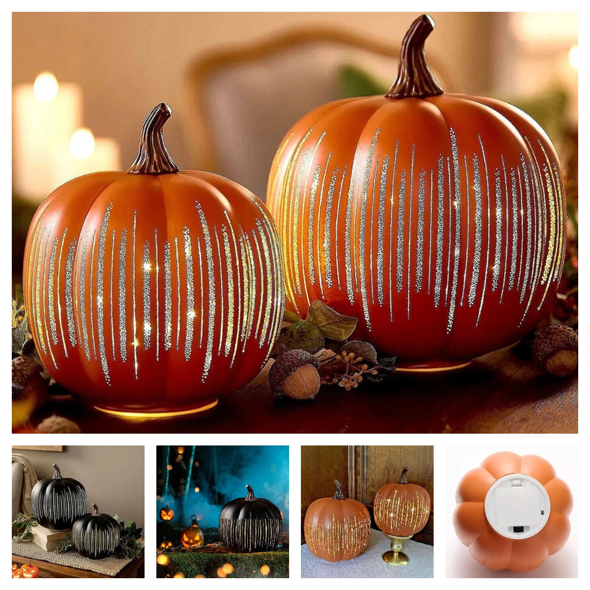 Product image: Black Starry Night LED Pumpkin  Large