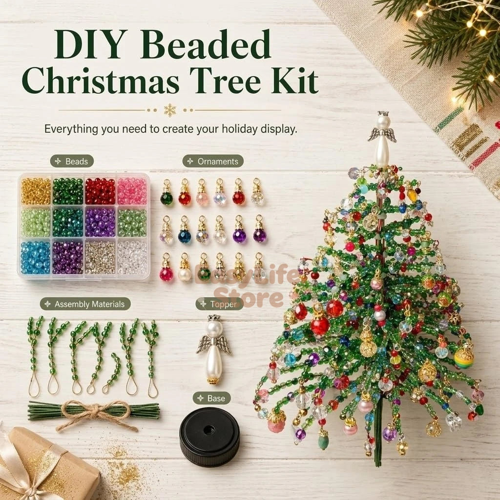 DIY Beaded Holiday Tree Kit with LED Lights