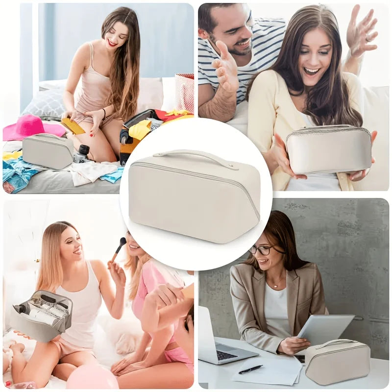 Product image: Wide-Opening Travel Makeup Bag – Cosmetic Organizer