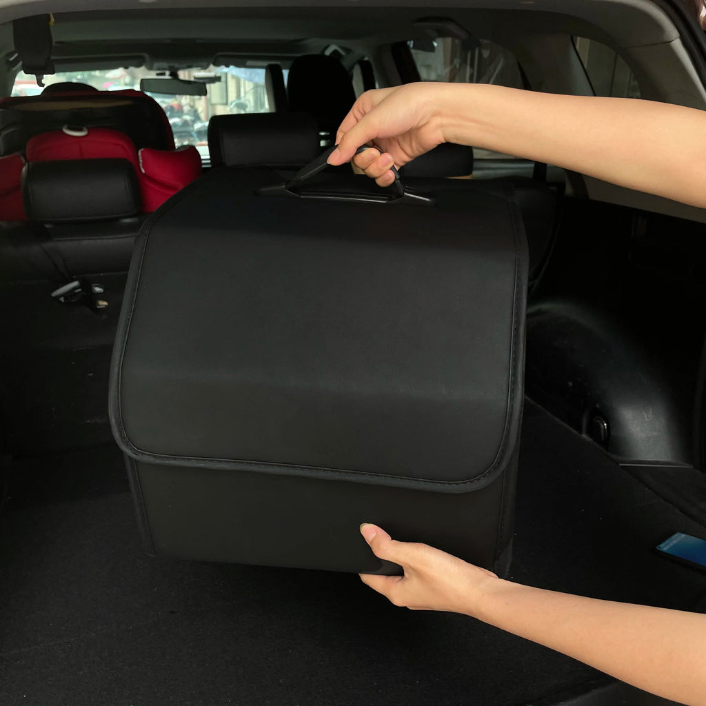 Product image: Collapsible PU Leather Car Trunk Organizer – Multi-Compartment Storage Box
