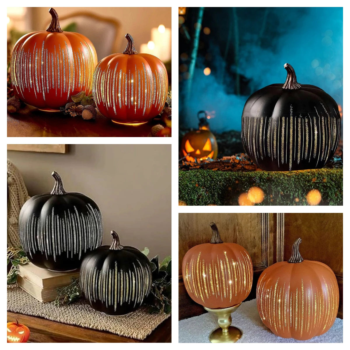 Product image: Black Starry Night LED Pumpkin  Large