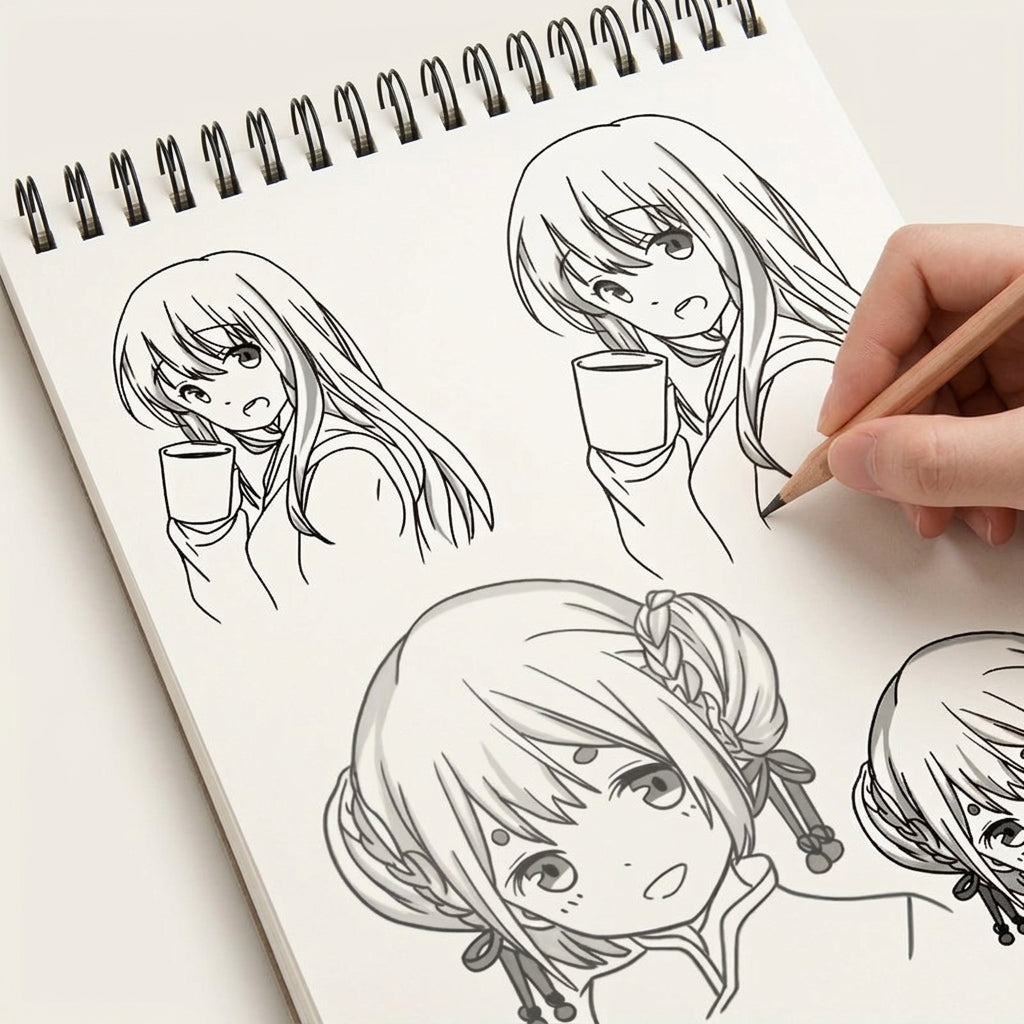 Anime Character Drawing Practice Book for Beginners