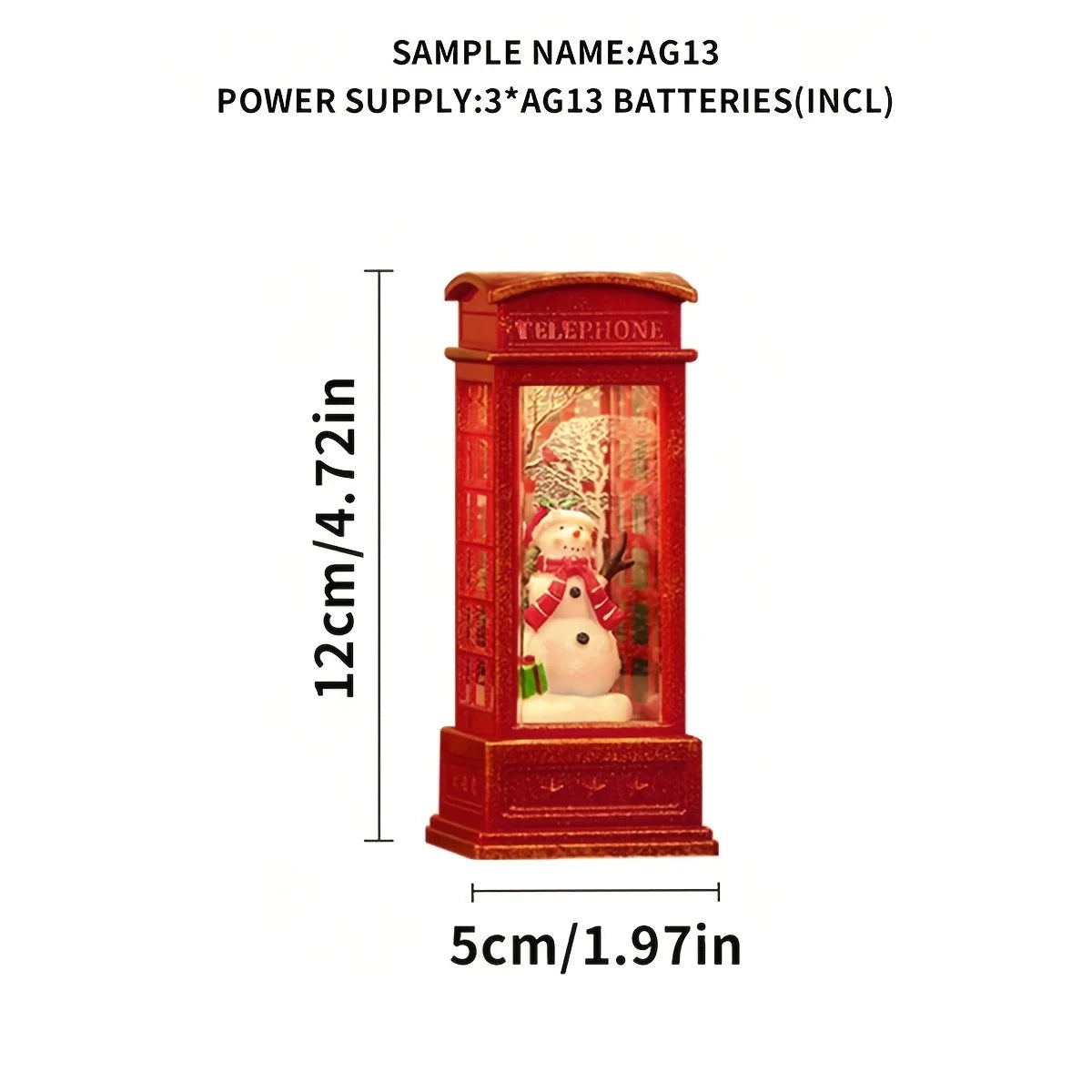 Lighted Christmas Telephone Booth – Santa, Snowman, or Tree
