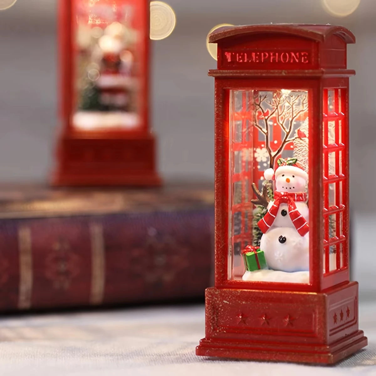 Lighted Christmas Telephone Booth – Santa, Snowman, or Tree