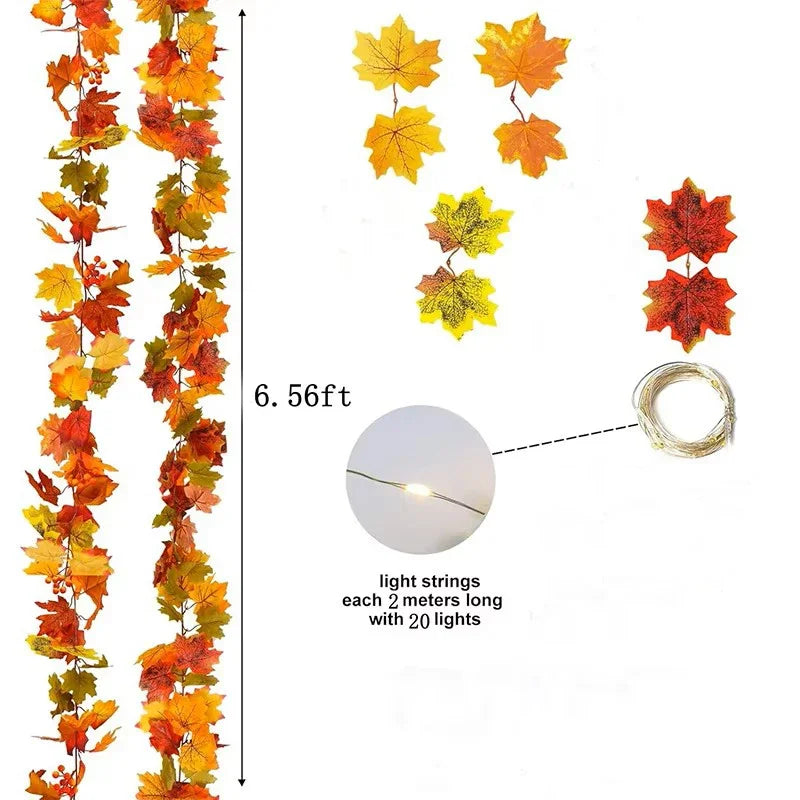 Product image: Autumn Maple Leaf Garland – 6.6 FT Fall Decor