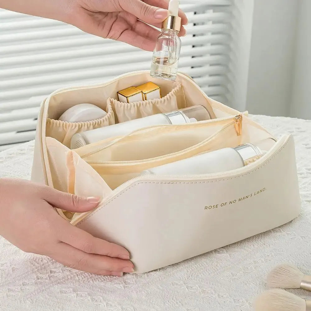 Product image: Wide-Opening Travel Makeup Bag – Cosmetic Organizer