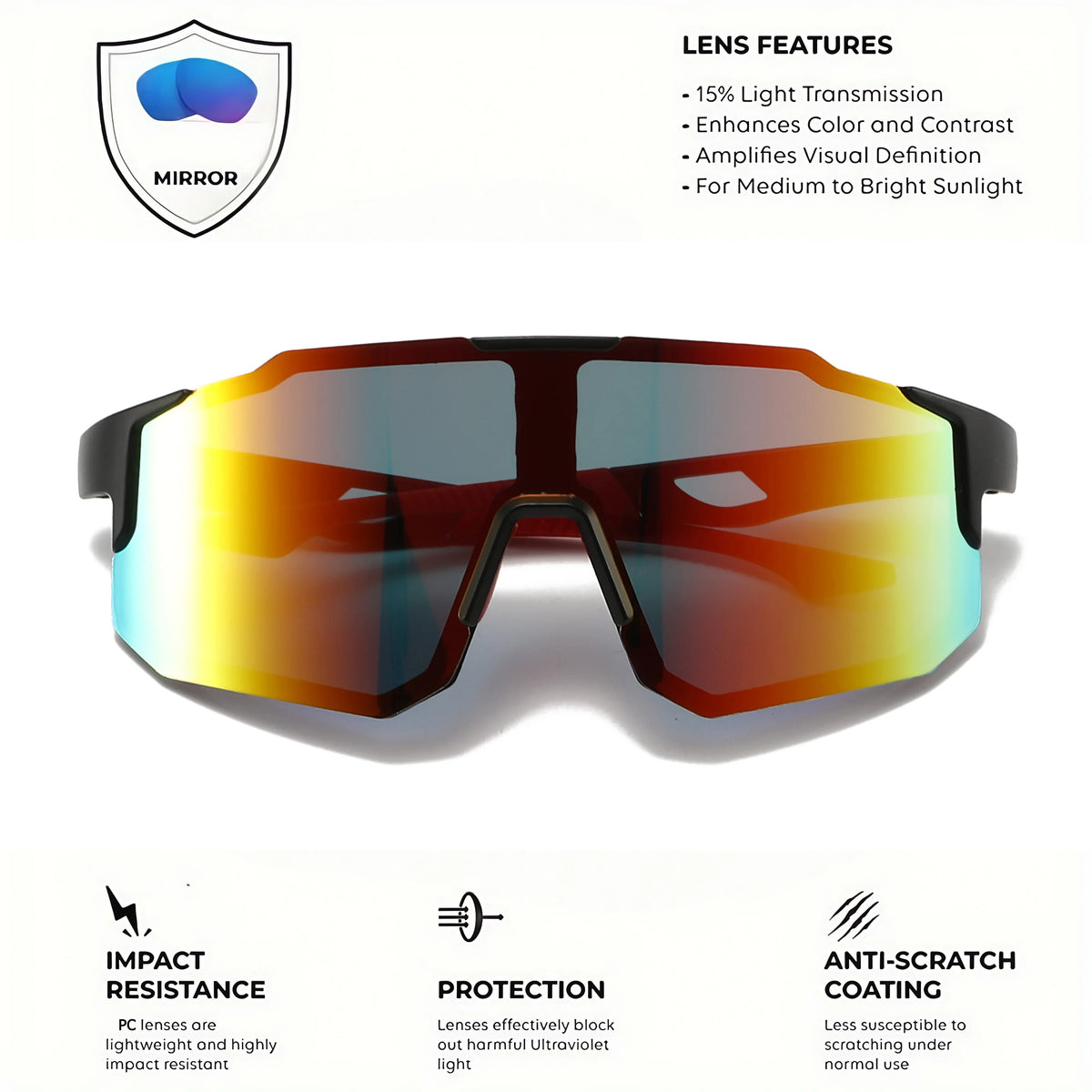 Product image: Mirrored Wraparound Sports Sunglasses