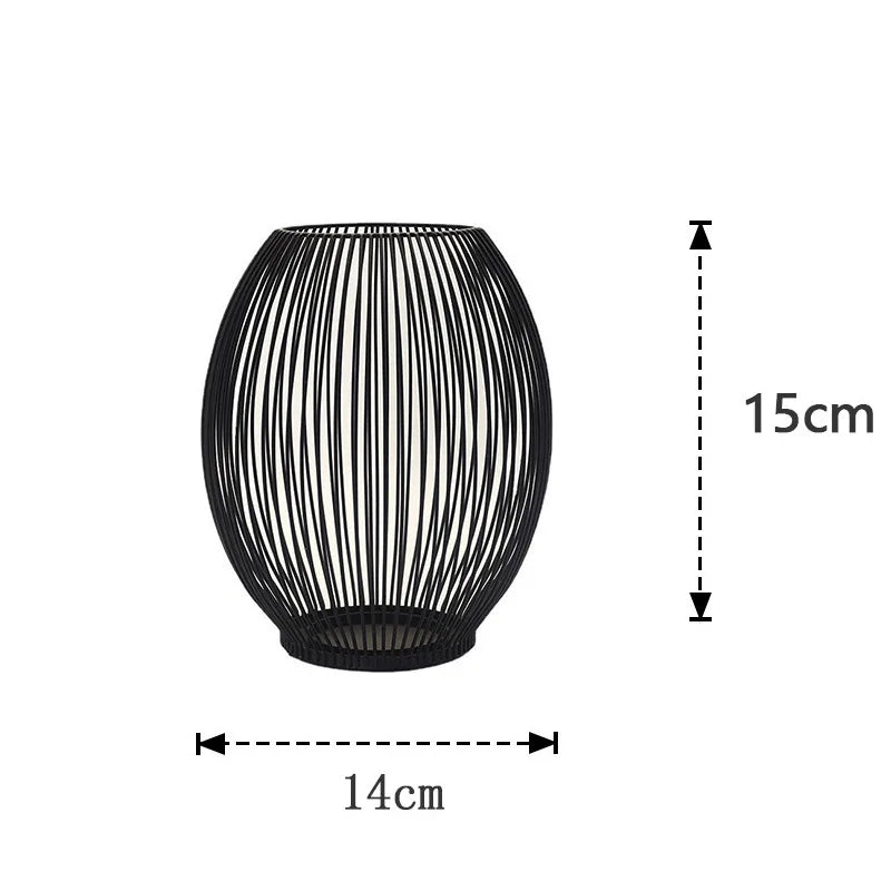 Product image: Modern Black Iron Candle Lantern – Decorative Wire Holder