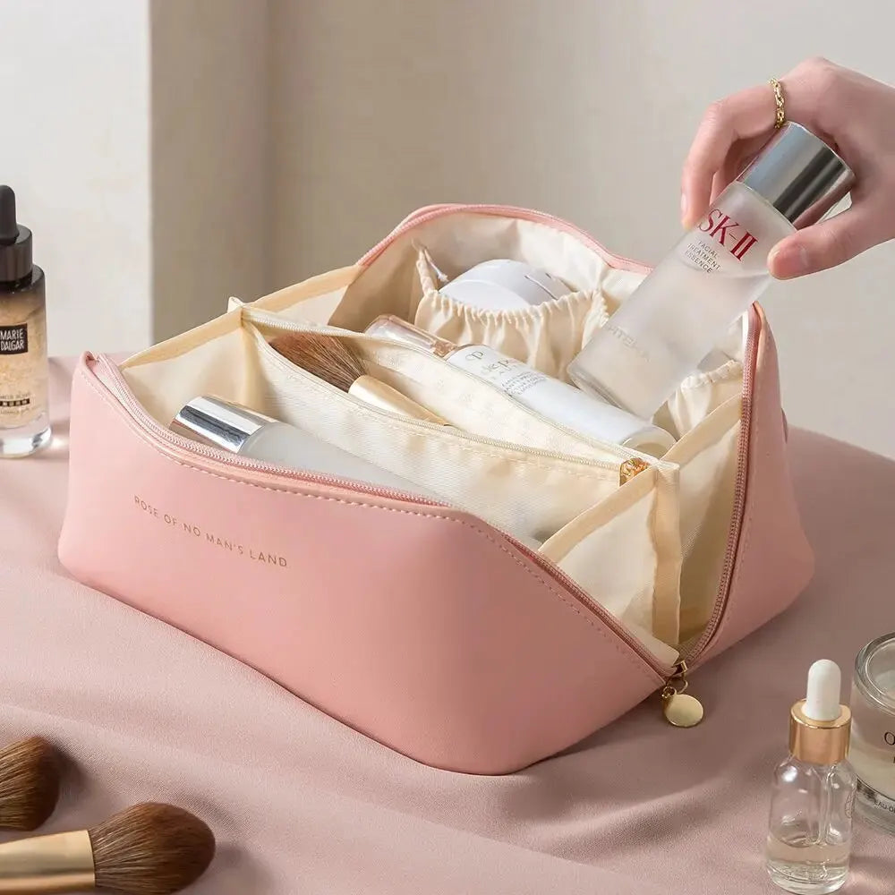 Product image: Wide-Opening Travel Makeup Bag – Cosmetic Organizer