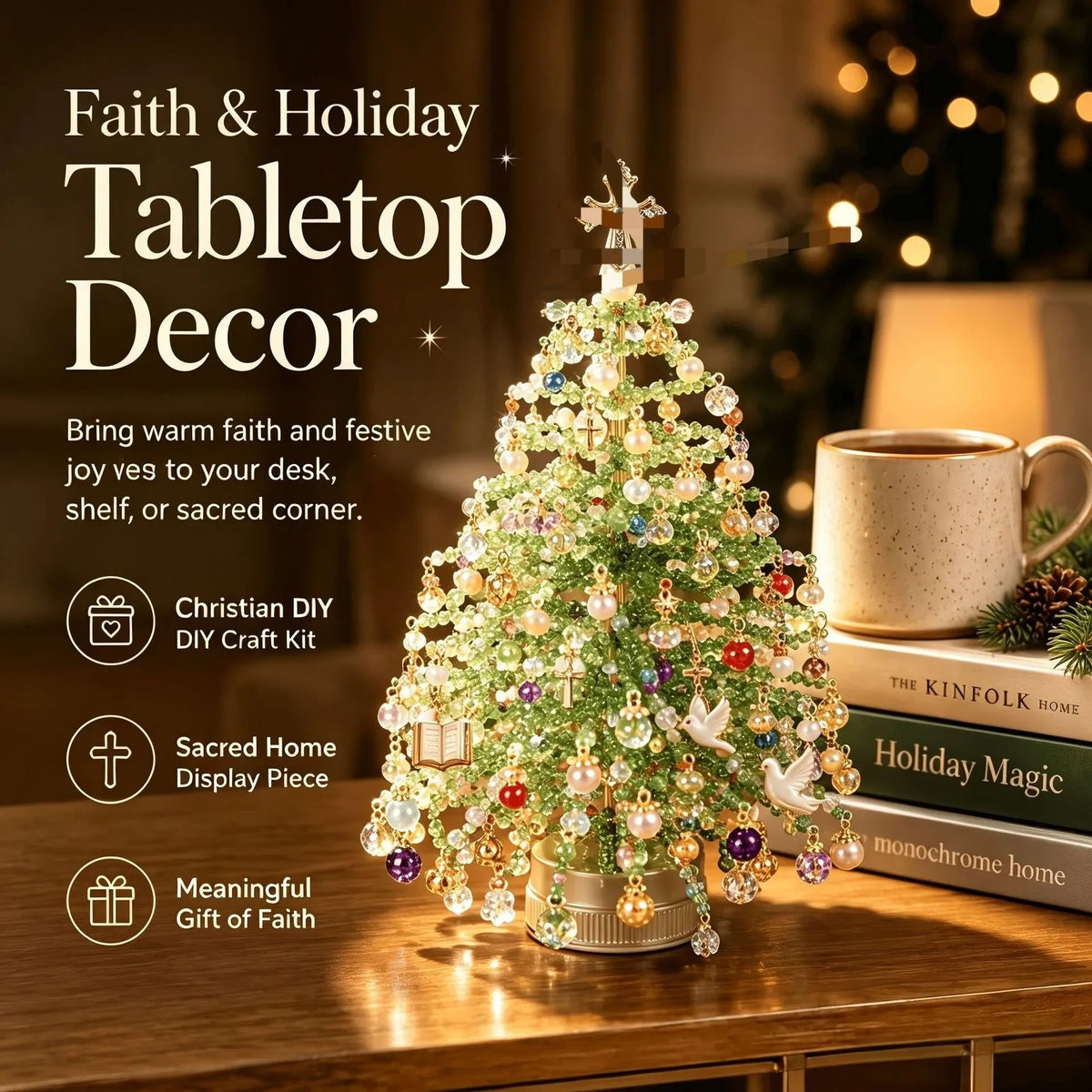 DIY Beaded Holiday Tree Kit with LED Lights
