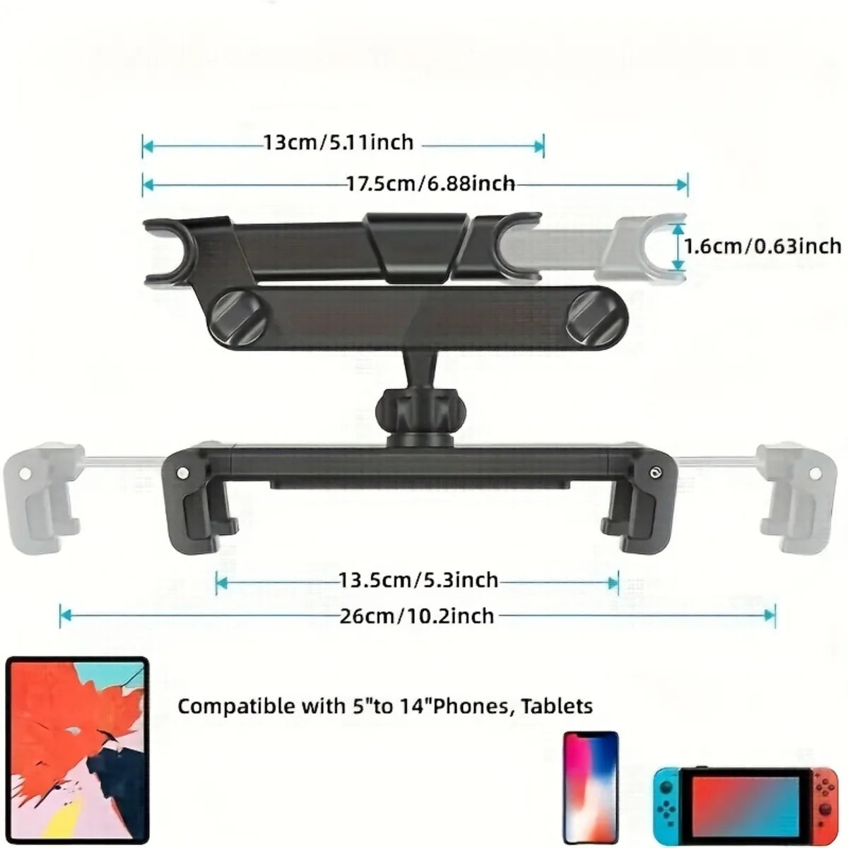 Product image: Adjustable Car Headrest Tablet Holder