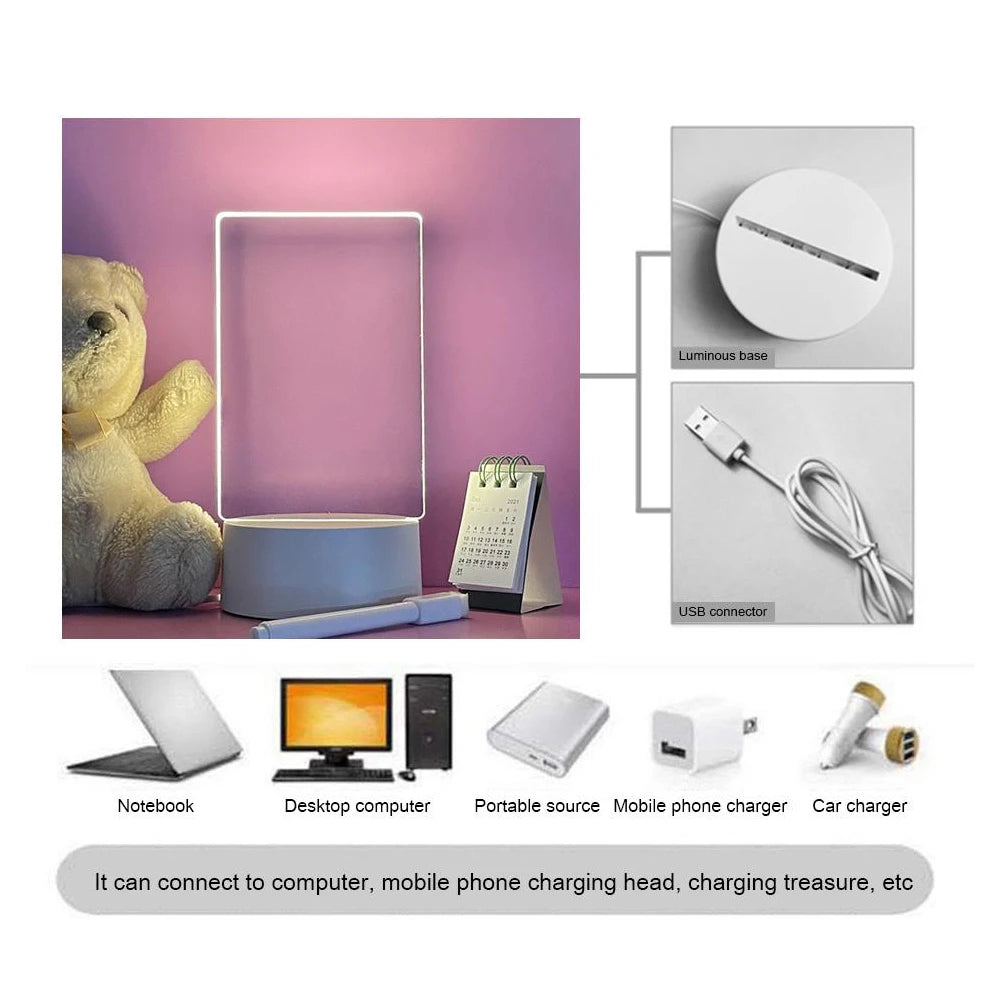 Product image: USB LED Light-Up Message Board – Reusable Writing Display
