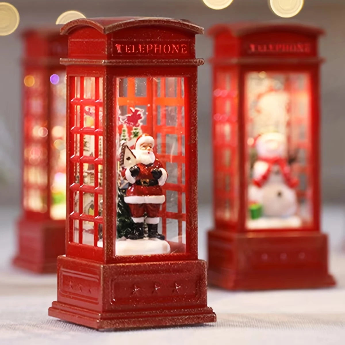 Lighted Christmas Telephone Booth – Santa, Snowman, or Tree