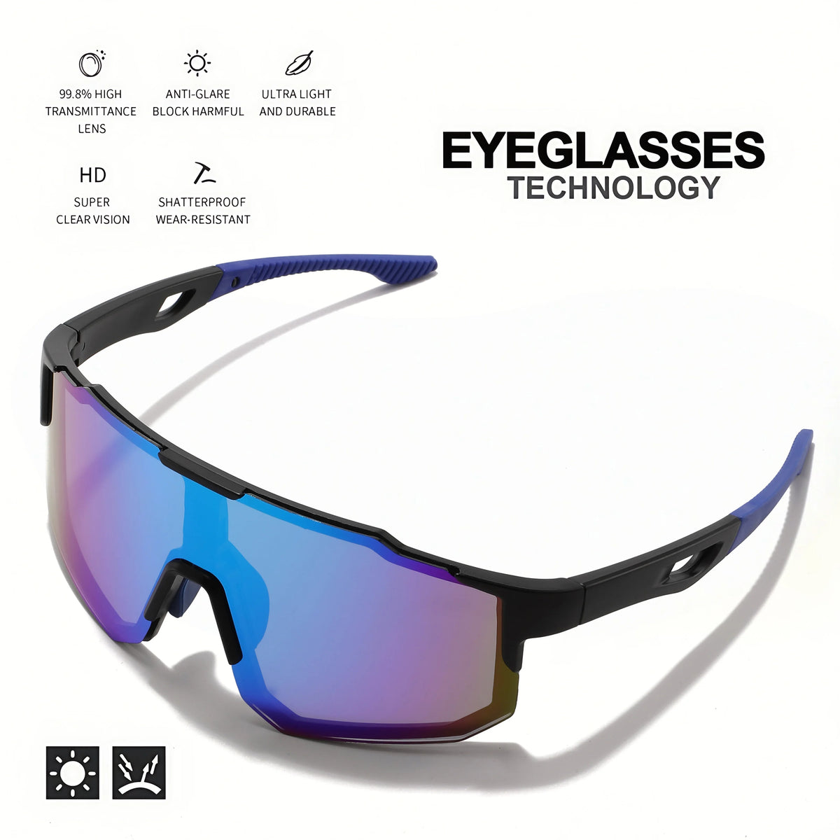 Product image: Mirrored Wraparound Sports Sunglasses
