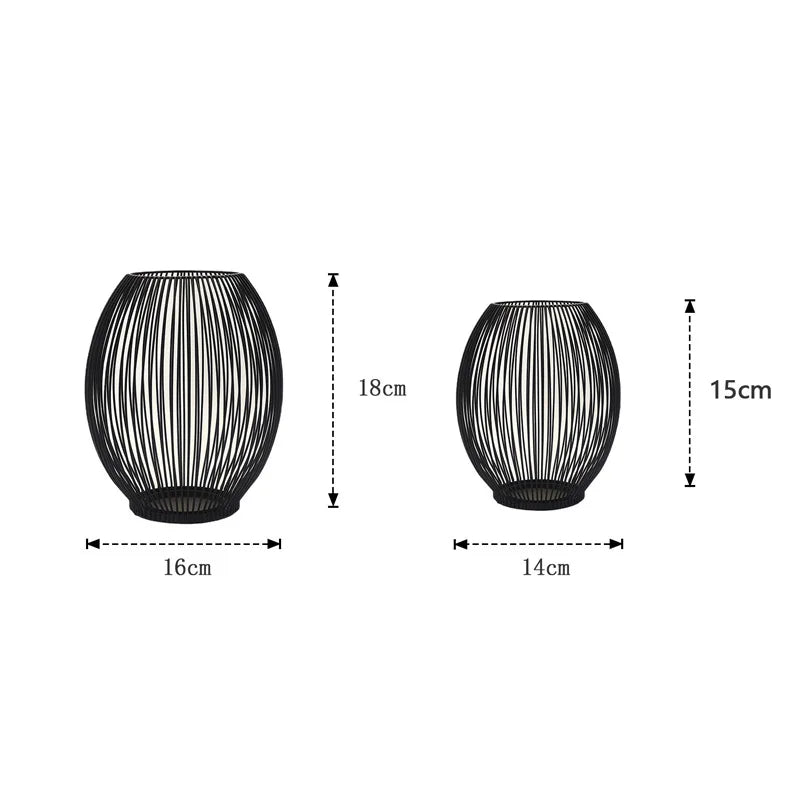 Product image: Modern Black Iron Candle Lantern – Decorative Wire Holder