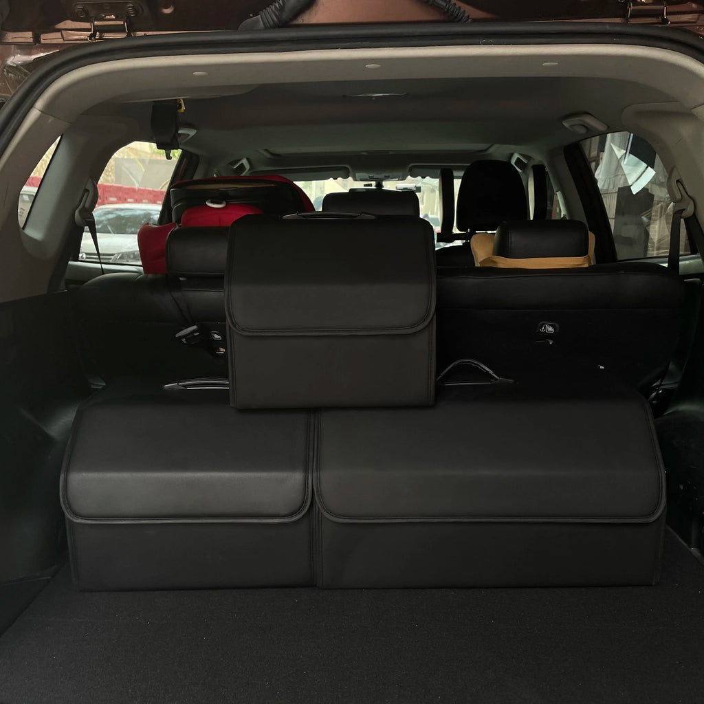 Product image: Collapsible PU Leather Car Trunk Organizer – Multi-Compartment Storage Box