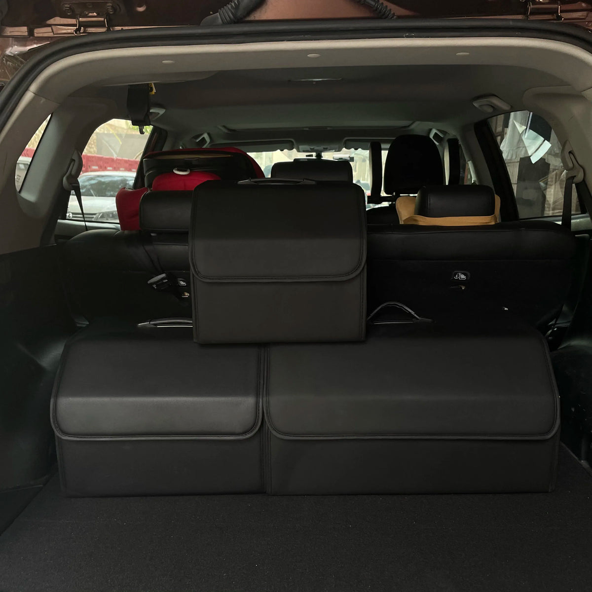 Product image: Collapsible PU Leather Car Trunk Organizer – Multi-Compartment Storage Box