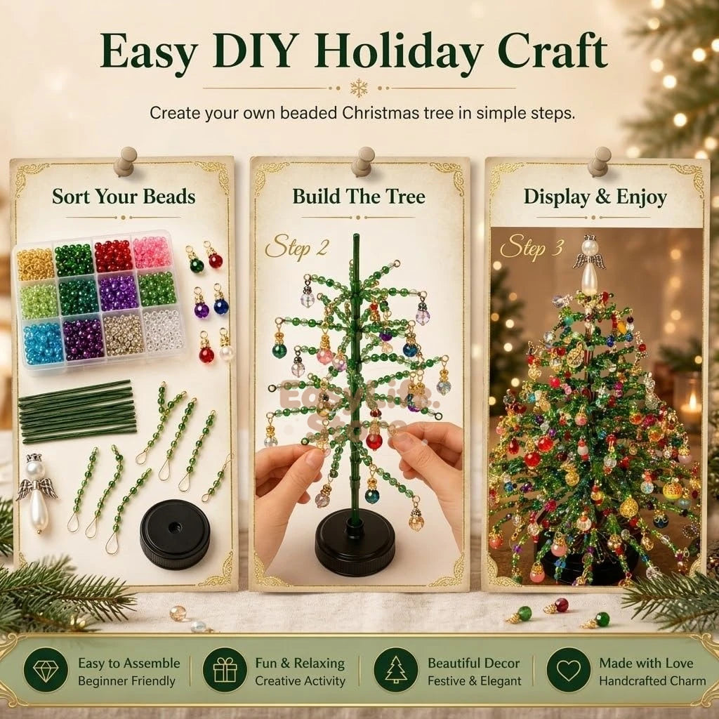 DIY Beaded Holiday Tree Kit with LED Lights