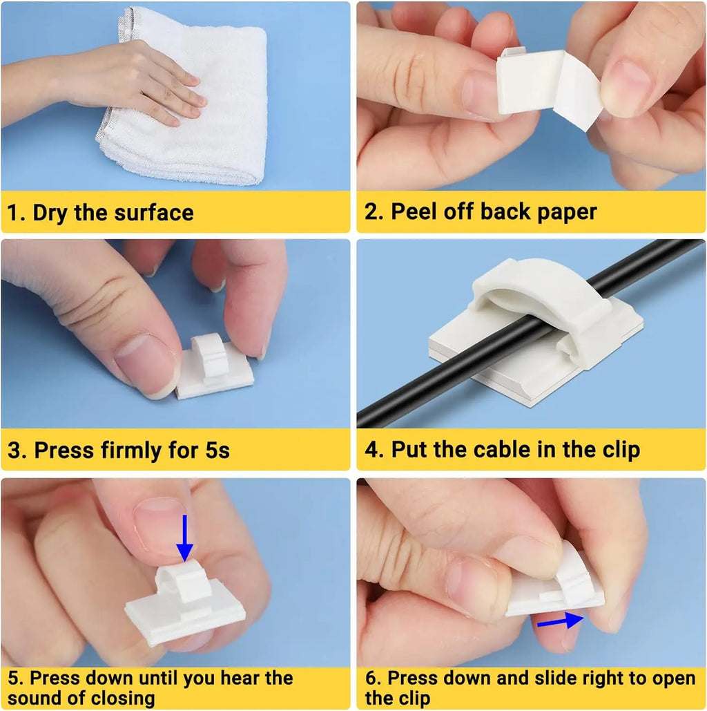 Product image: Self-Adhesive Cable Organizer Clips – 30/90 Pack