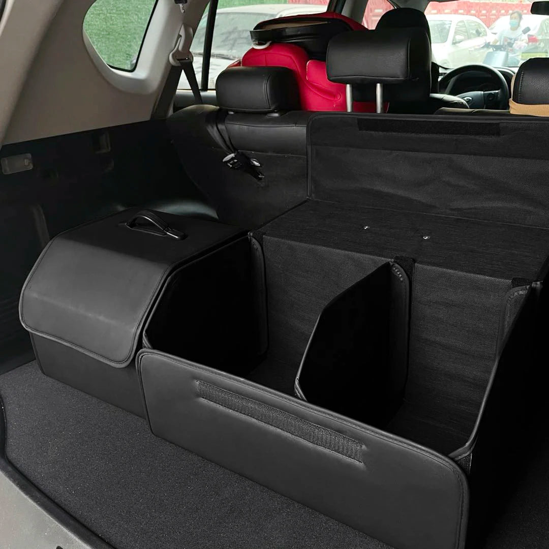 Product image: Collapsible PU Leather Car Trunk Organizer – Multi-Compartment Storage Box