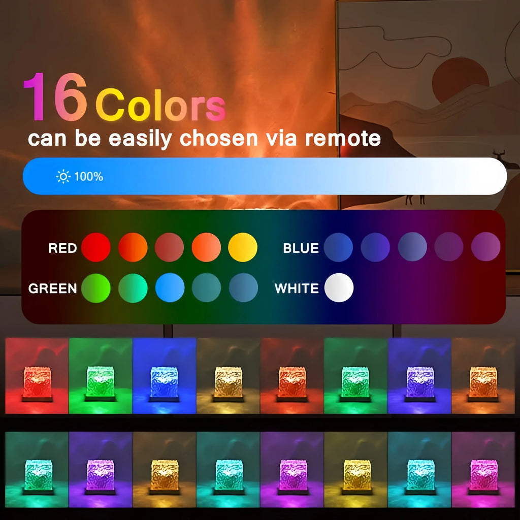 Product image: 16-Color Ocean Wave Projector Lamp – USB Ambient Lighting