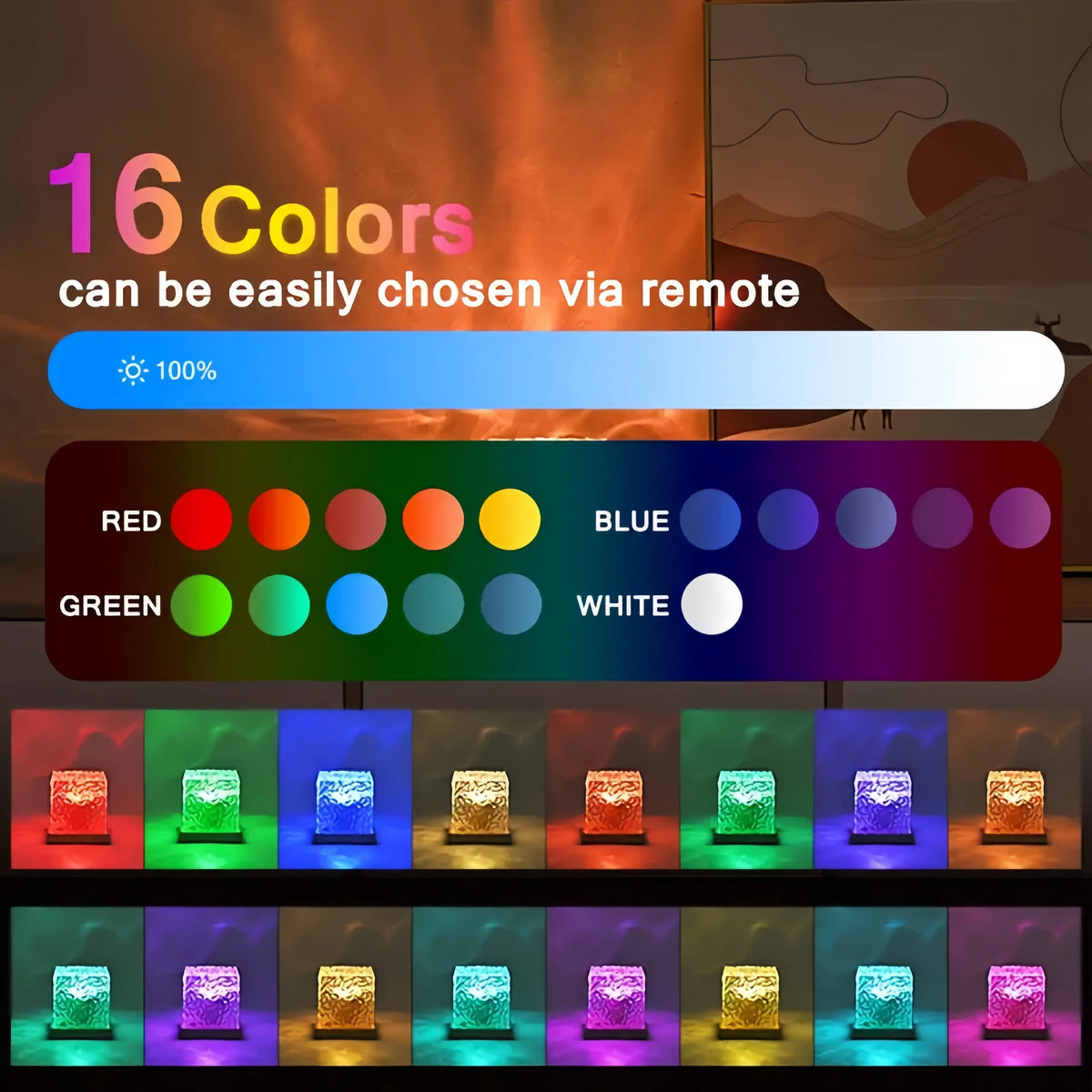 Product image: 16-Color Ocean Wave Projector Lamp – USB Ambient Lighting