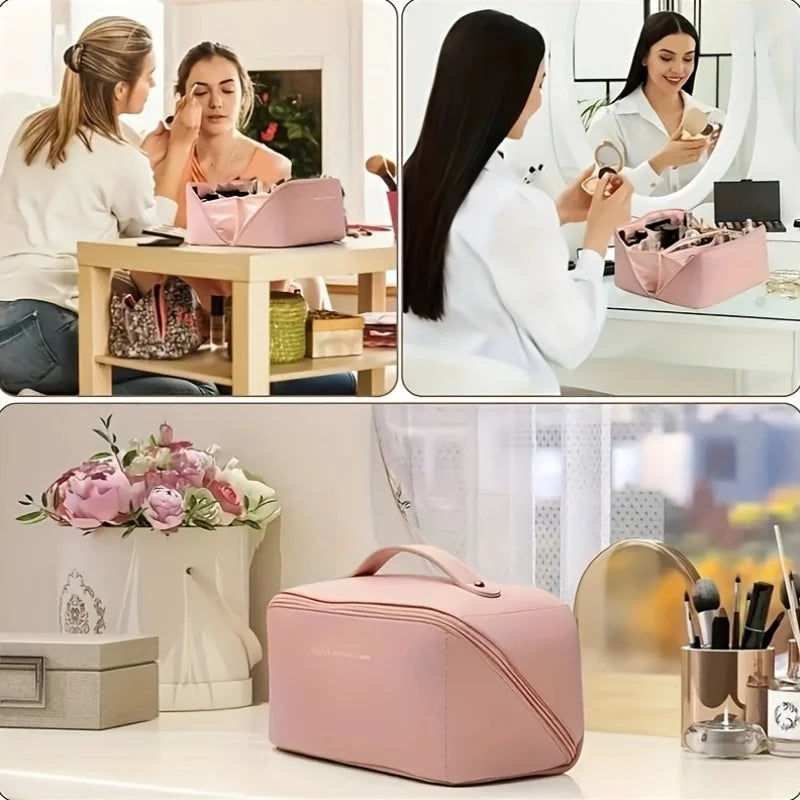 Product image: Wide-Opening Travel Makeup Bag – Cosmetic Organizer