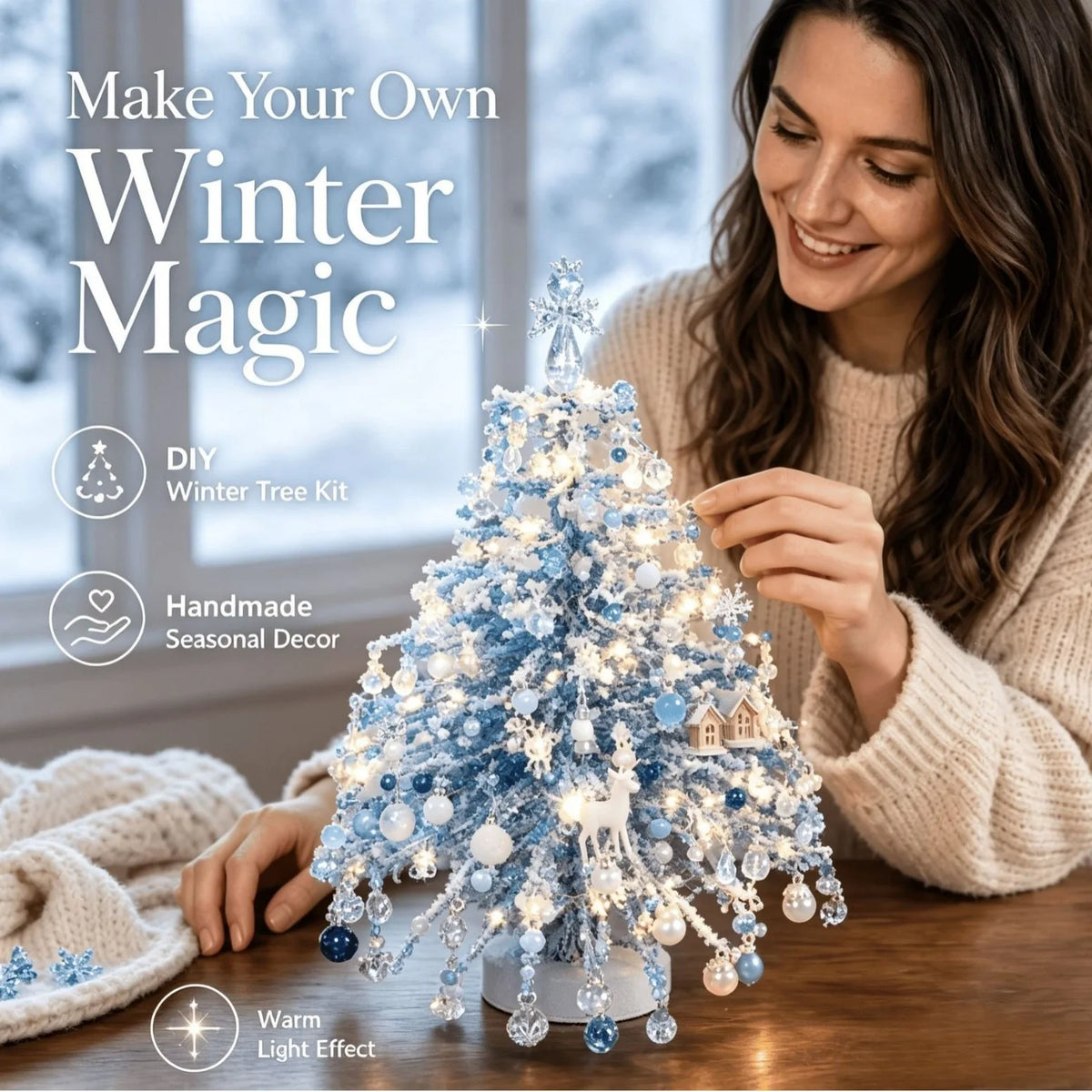 DIY Beaded Holiday Tree Kit with LED Lights