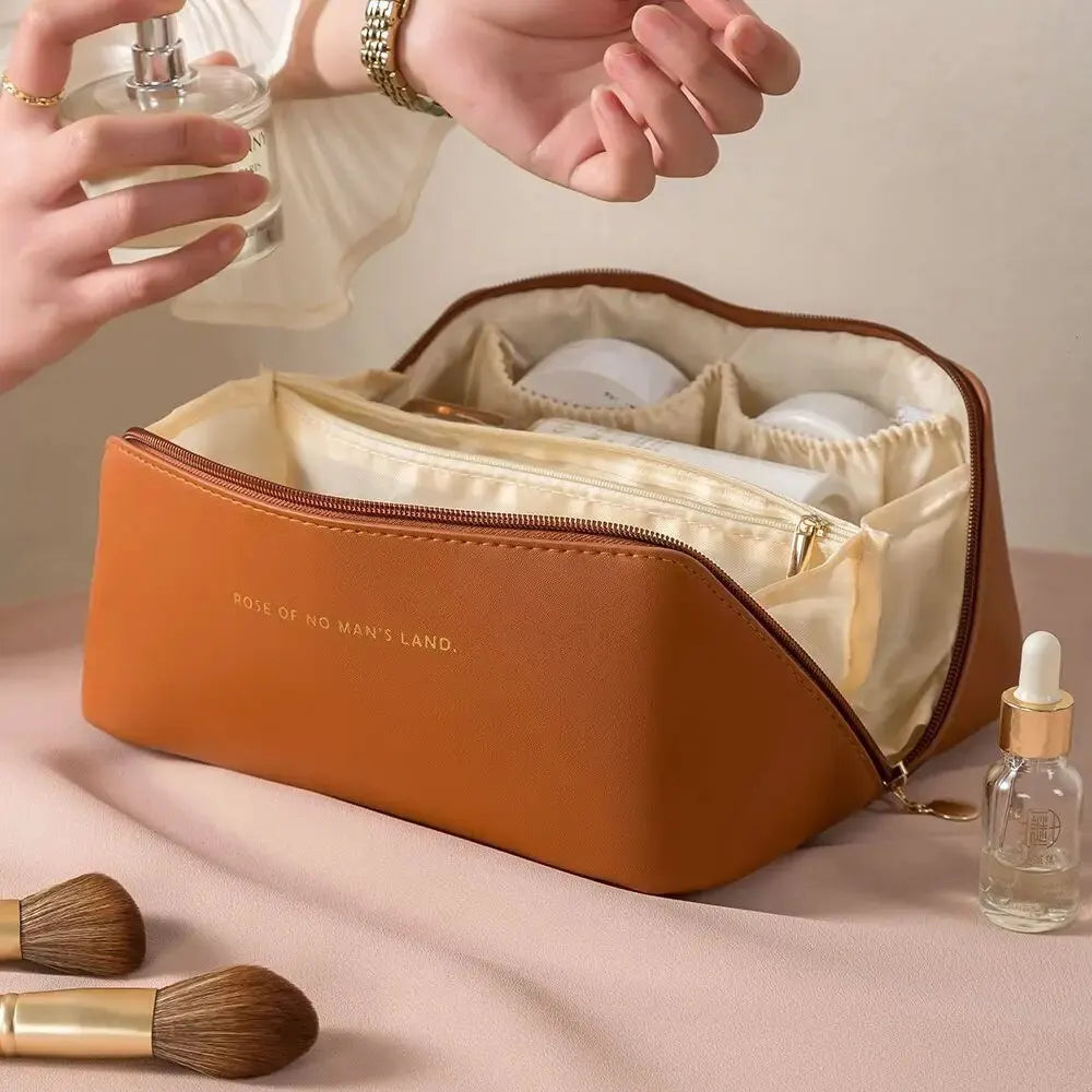 Product image: Wide-Opening Travel Makeup Bag – Cosmetic Organizer